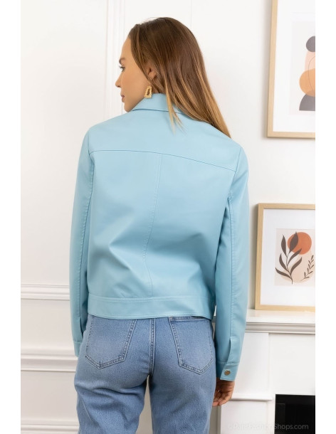 BON τζάκετ δερμάτινο 22226-ciel | BON FASHION
