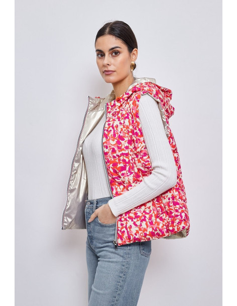 ESCADELLE leopard puffer jacket reversible 3117-orange | BON FASHION