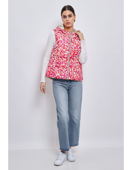 ESCADELLE leopard puffer jacket reversible 3117-orange | BON FASHION