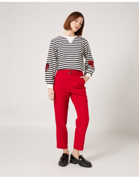 NAF NAF HIGH WAIST PANTS WITH BELT XENP28 | BON FASHION