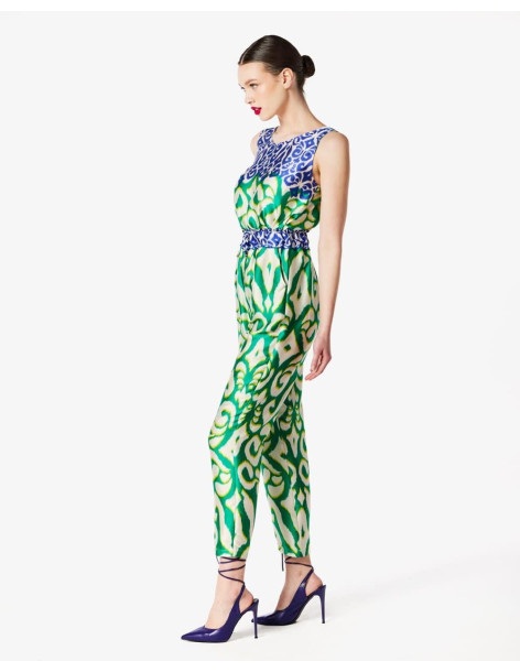 FOREL Παντελόνα satin εμπριμέ 076.20.01.039-ΠΡΑΣΙΝΟ | BON FASHION