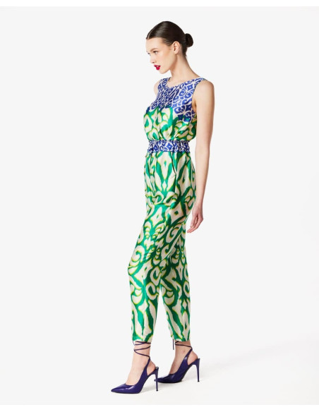 FOREL Παντελόνα satin εμπριμέ 076.20.01.039-ΠΡΑΣΙΝΟ | BON FASHION