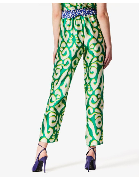 FOREL Παντελόνα satin εμπριμέ 076.20.01.039-ΠΡΑΣΙΝΟ | BON FASHION