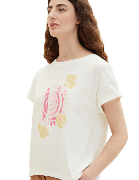 TOM TAILOR t-shirt loose crew neck print 1036768-10315 | BON FASHION