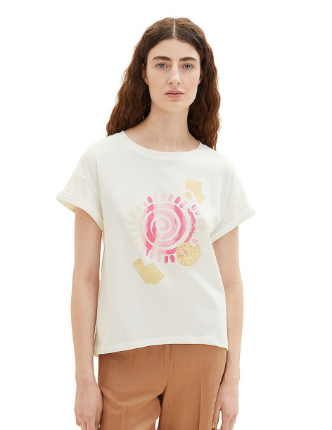 TOM TAILOR t-shirt loose crew neck print 1036768-10315