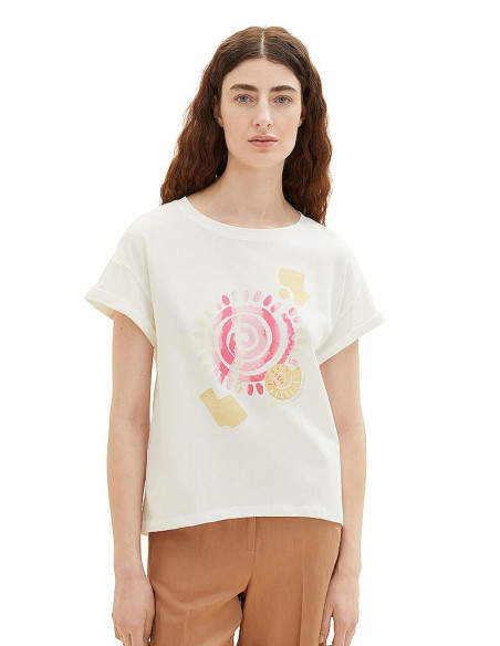 TOM TAILOR t-shirt loose crew neck print 1036768-10315