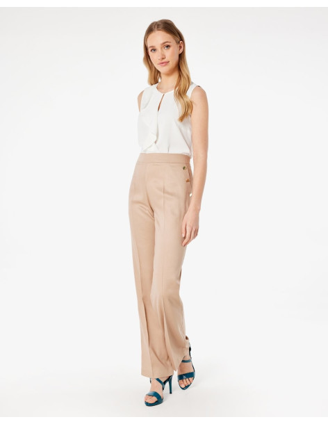 FOREL Παντελόνι tencil/λινό 076.20.01.005-ΜΠΕΖ | BON FASHION