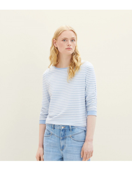 TOM TAILOR Striped Jacquard sweatshirt  1039980-34403| BON FASHION