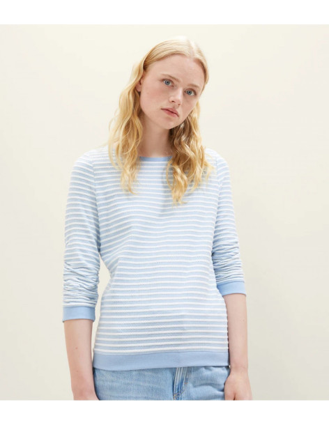TOM TAILOR Striped Jacquard sweatshirt  1039980-34403| BON FASHION