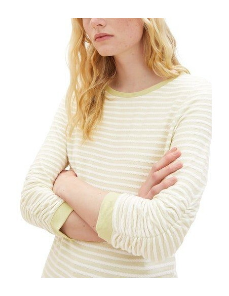 TOM TAILOR Striped Jacquard sweatshirt  1039980-32804| BON FASHION