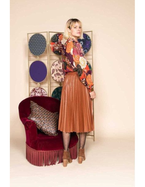 Φούστα πλισέ από δερματίνη R.DERHY A050050-camel | BON FASHION