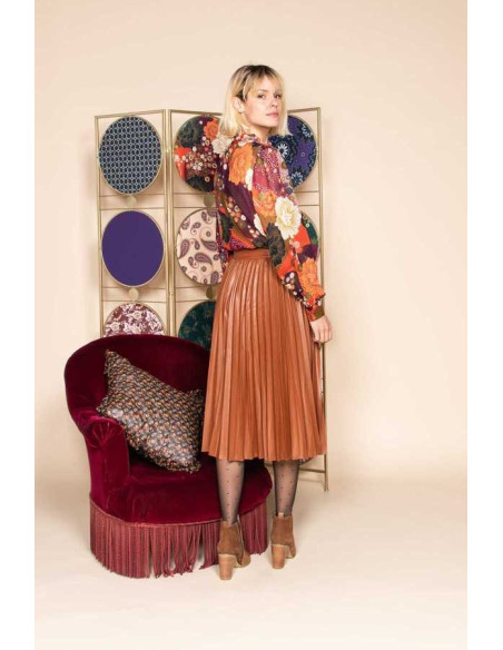 Φούστα πλισέ από δερματίνη R.DERHY A050050-camel | BON FASHION