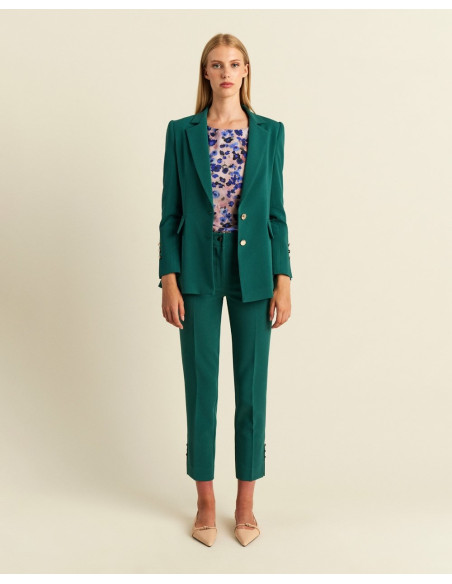 FOREL Παντελόνι κρεπ στενό 077.20.01.101-ΠΡΑΣΙΝΟ | BON FASHION