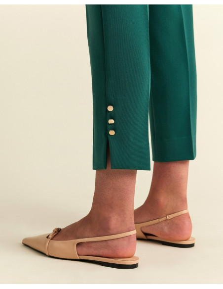 FOREL Παντελόνι κρεπ στενό 077.20.01.101-ΠΡΑΣΙΝΟ | BON FASHION