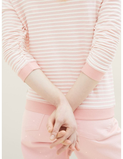TOM TAILOR Striped Jacquard sweatshirt  1039980-34736| BON FASHION