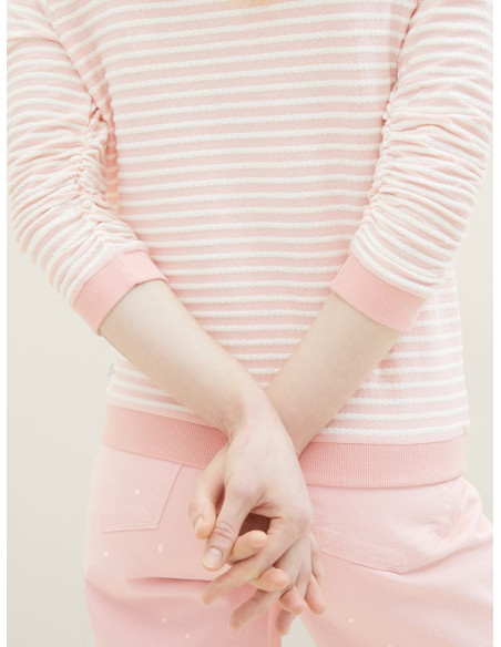 TOM TAILOR Striped Jacquard sweatshirt  1039980-34736| BON FASHION