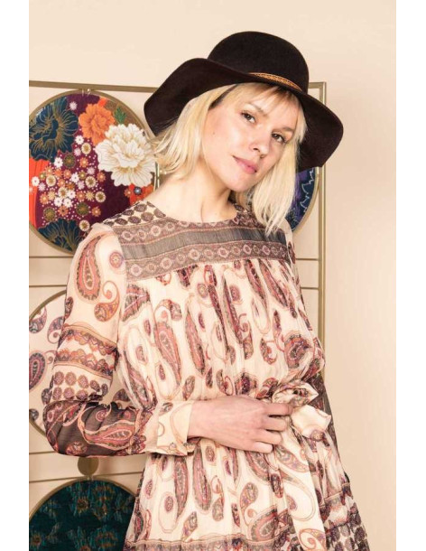 Κοντό φόρεμα λαχούρ R.DERHY A010018-beige | BON FASHION
