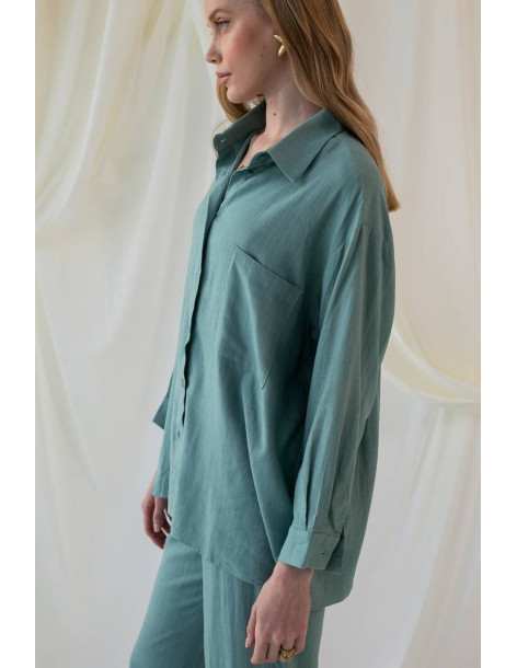 MIND MATTER Λινό πουκάμισο PRESTOM 24-01-04-001-GREEN | BON FASHION