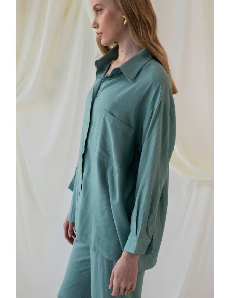MIND MATTER Λινό πουκάμισο PRESTOM 24-01-04-001-GREEN | BON FASHION