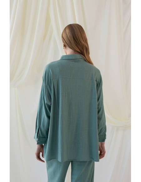 MIND MATTER Λινό πουκάμισο PRESTOM 24-01-04-001-GREEN | BON FASHION