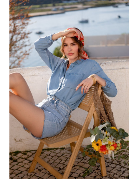 ORAIJE PARIS Rhinestone shorts JD504Y-BLUE | BON FASHION