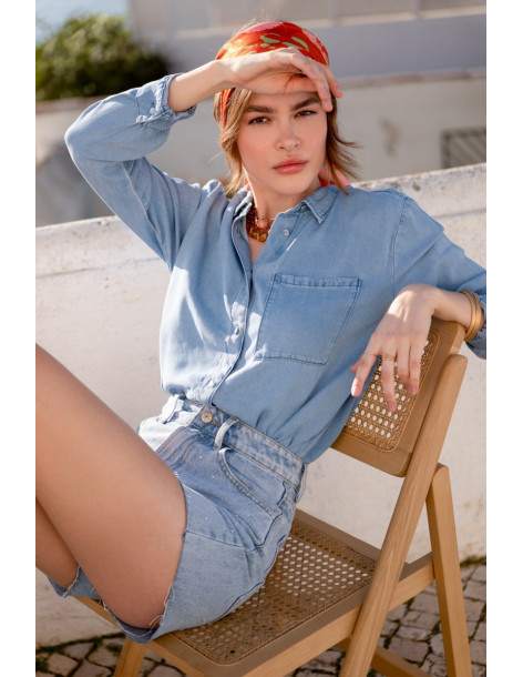 ORAIJE PARIS Rhinestone shorts JD504Y-BLUE | BON FASHION