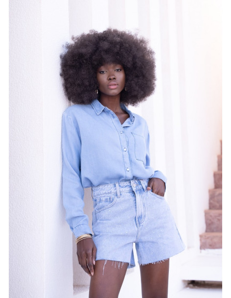 ORAIJE PARIS Rhinestone shorts JD504Y-BLUE | BON FASHION