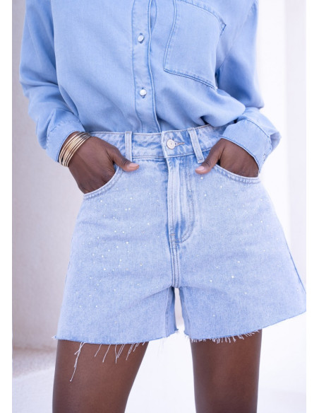 ORAIJE PARIS Rhinestone shorts JD504Y-BLUE