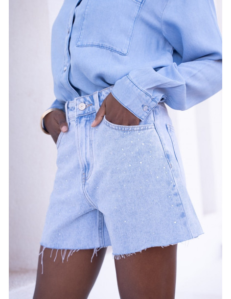 ORAIJE PARIS Rhinestone shorts JD504Y-BLUE | BON FASHION