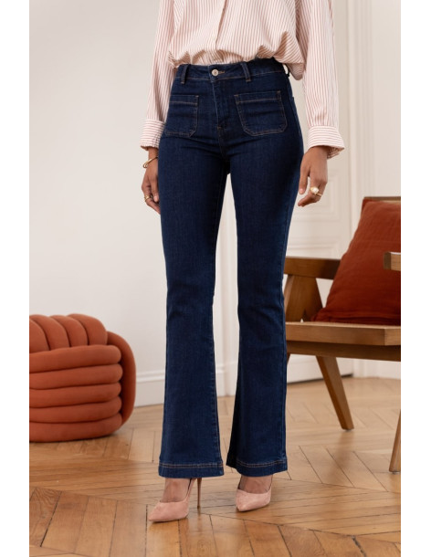 ORAIJE PARIS Semi high waist flare jeans JD410-BLUE | BON FASHION