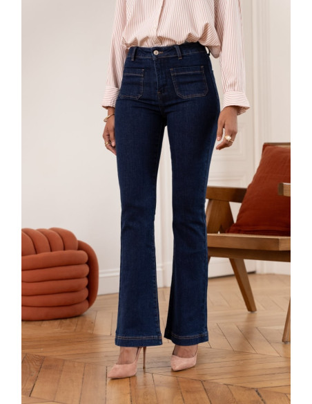 ORAIJE PARIS Semi high waist flare jeans JD410-BLUE | BON FASHION