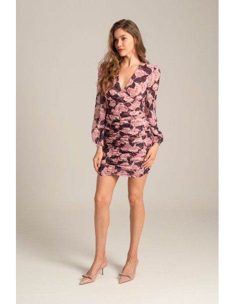 MIND MATTER Μινι ντραπε φορεμα 24-02-07-013-PINK | BON FASHION