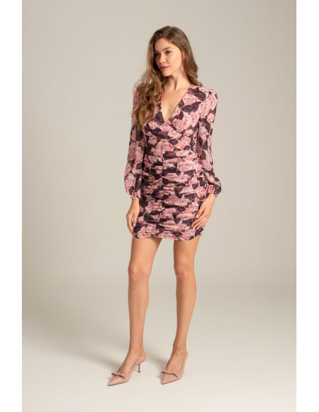 MIND MATTER Μινι ντραπε φορεμα 24-02-07-013-PINK | BON FASHION