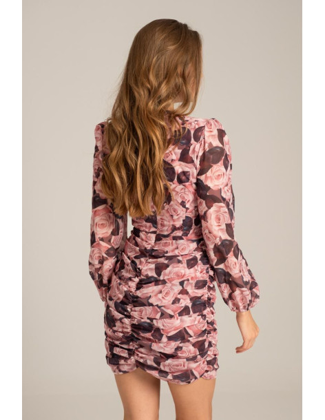 MIND MATTER Μινι ντραπε φορεμα 24-02-07-013-PINK | BON FASHION