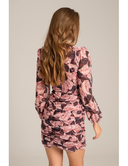 MIND MATTER Μινι ντραπε φορεμα 24-02-07-013-PINK | BON FASHION