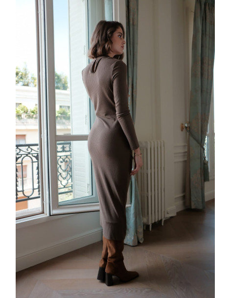 LOVIE & CO TRAVIS Midi dresses 4565D-BROWN | BON FASHION