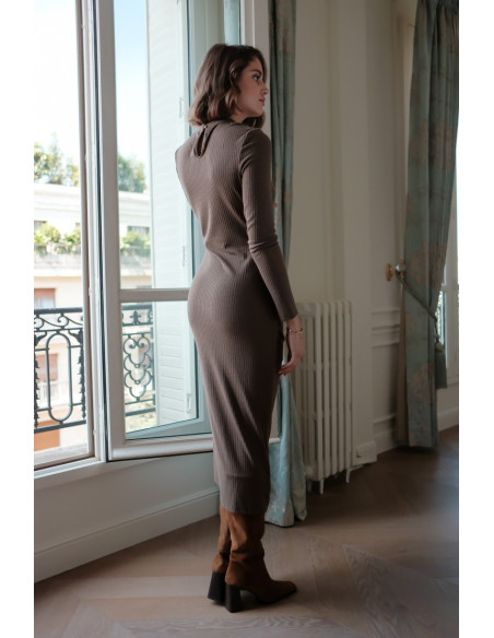 LOVIE & CO TRAVIS Midi dresses 4565D-BROWN | BON FASHION