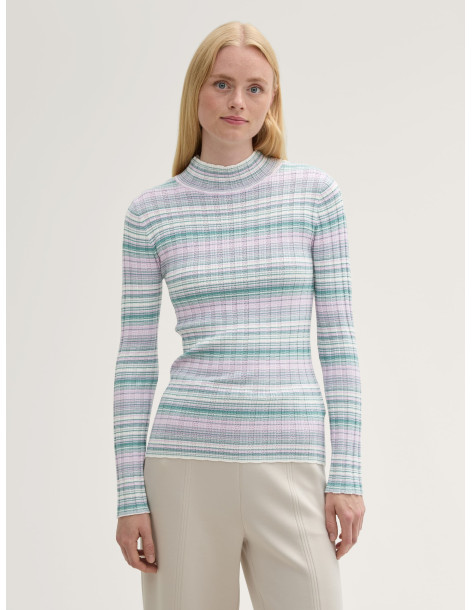 TOM TAILOR Striped pullover with a stand-up collar 1043964-36545