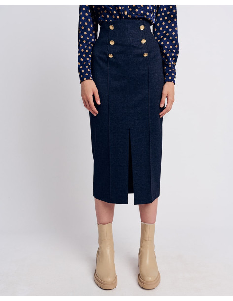 FOREL Φούστα pencil ελαστική 079.00.01.013-ΜΠΛΕ | BON FASHION