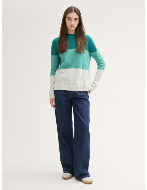 TOM TAILOR Knitted sweater with colour blocking 1043356-36480 | BON FASHION