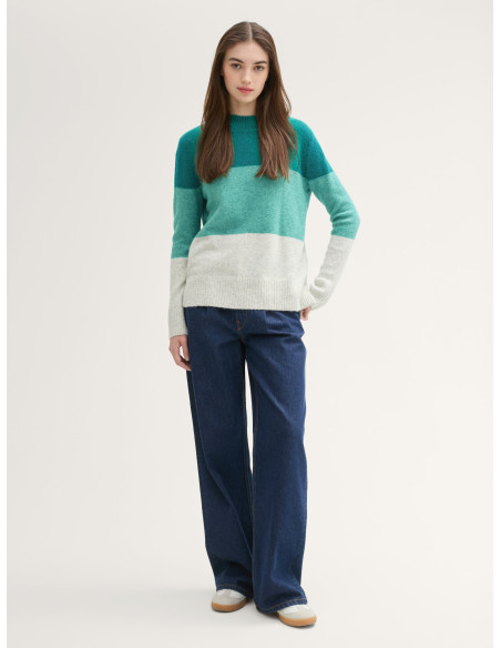 TOM TAILOR Knitted sweater with colour blocking 1043356-36480 | BON FASHION