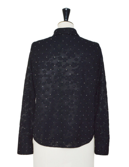 BON FASHION Rhinestone lace shirt 23262-BLACK