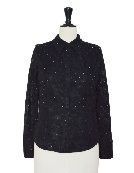 BON FASHION Rhinestone lace shirt 23262-BLACK