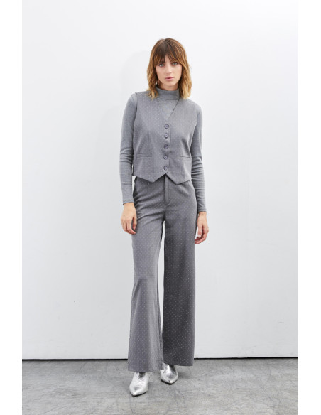 BON FASHION Straight cut pants with rhinestones 23258-GRAY