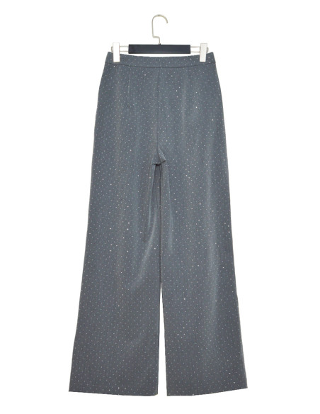 BON FASHION Straight cut pants with rhinestones 23258-GRAY | BON FASHION