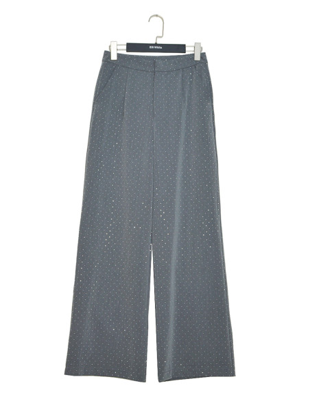 BON FASHION Straight cut pants with rhinestones 23258-GRAY | BON FASHION