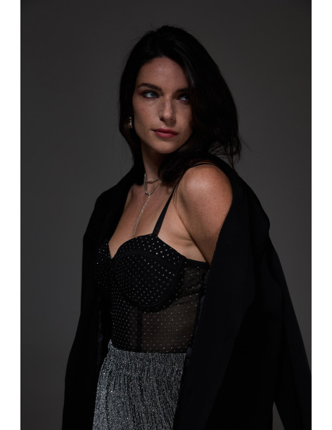 BON FASHION BODYSUIT WITH GLITTER 7046-BLACK | BON FASHION
