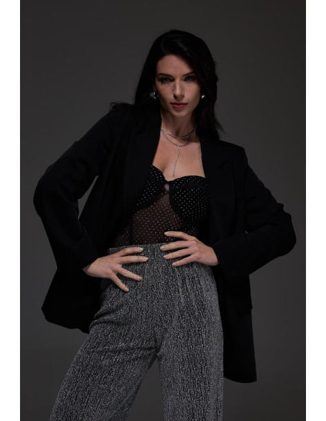 BON FASHION BODYSUIT WITH GLITTER 7046-BLACK | BON FASHION