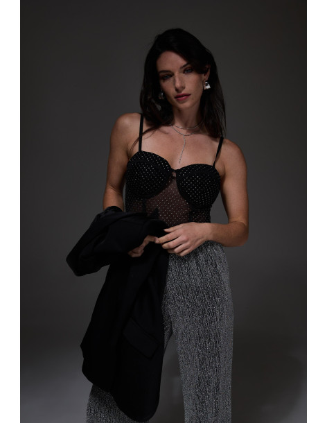 BON FASHION BODYSUIT WITH GLITTER 7046-BLACK