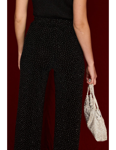 BON FASHION Sequined pants with rhinestones PA1601-BLACK | BON FASHION